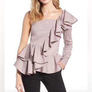 Leith Ruffle One-Shoulder Blouse